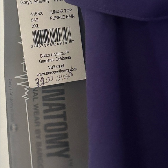 Grey's Anatomy Women’s Junior Top Purple Rain Size 3X Scrub Top by BARCO - Picture 13 of 14